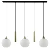 5-Lichts hanglamp zwart-goud met opaal glas>Straluma Outlet
