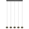 5-Lichts LED eettafelhanglamp zwart met champagne glas>Straluma Discount
