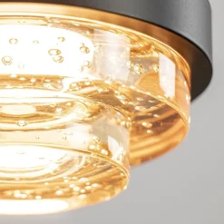 5-Lichts LED eettafelhanglamp zwart met champagne glas></noscript>Straluma Discount