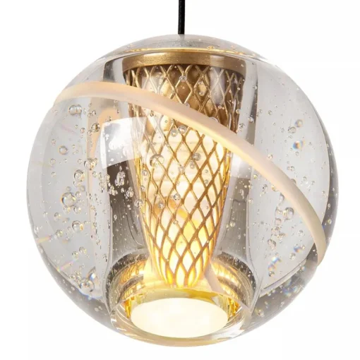 5-Lichts LED eettafelhanglamp goud met glas>Straluma Outlet