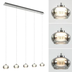 5-Lichts LED eettafelhanglamp smoke glas dimbaar></noscript>Straluma Sale