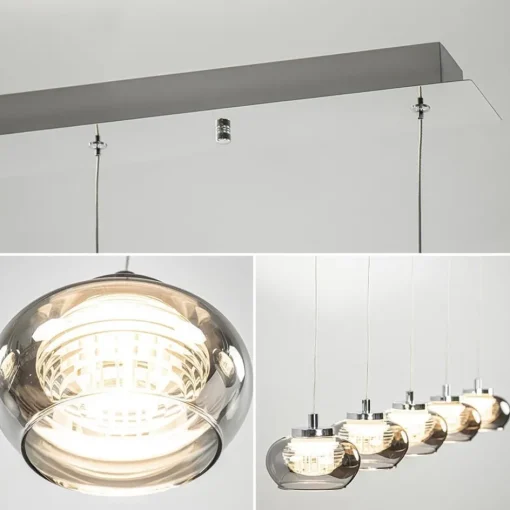 5-Lichts LED eettafelhanglamp smoke glas dimbaar>Straluma Sale