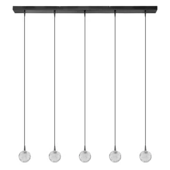 5-Lichts LED eettafelhanglamp helder glazen bollen>Straluma Clearance