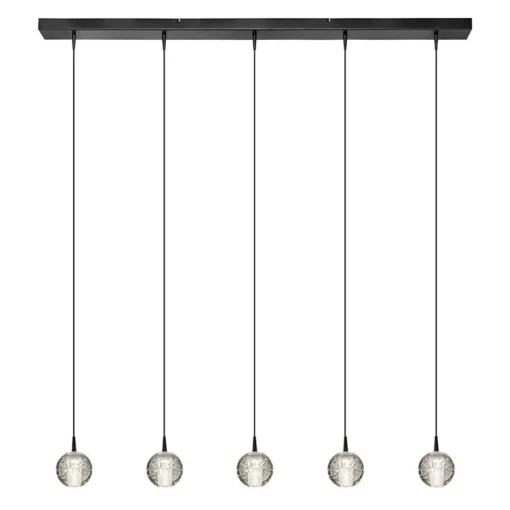 5-Lichts LED eettafelhanglamp helder glazen bollen>Straluma Clearance