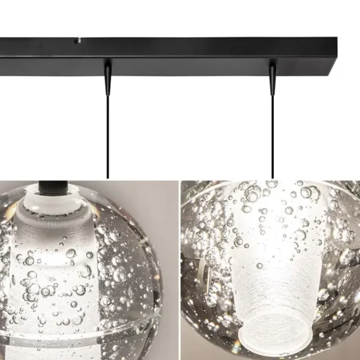 5-Lichts LED eettafelhanglamp helder glazen bollen>Straluma Clearance