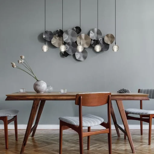 5-Lichts LED eettafelhanglamp helder glazen bollen>Straluma Clearance