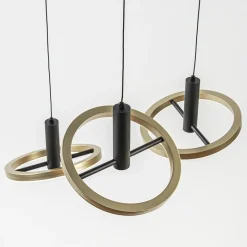 3-Lichts LED hanglamp ringen rond zwart/goud dimbaar></noscript>Straluma Hot