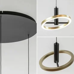 3-Lichts LED hanglamp ringen rond zwart/goud dimbaar></noscript>Straluma Hot