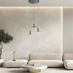 3-Lichts LED hanglamp ringen rond zwart/goud dimbaar></noscript>Straluma Hot