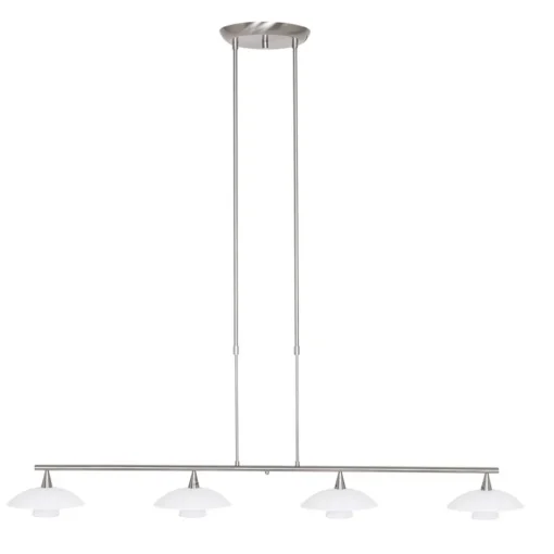 4-Lichts LED hanglamp staal met witte schotels dimbaar>Straluma New