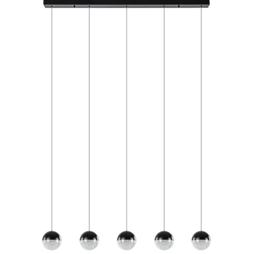 5-Lichts LED hanglamp zwart met diamant zand 3-standen dimbaar>Straluma Sale