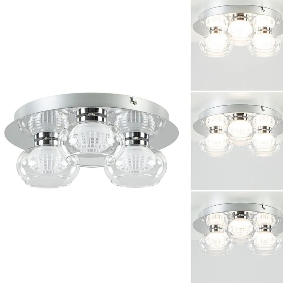 3-Lichts LED plafondlamp chroom met helder glas>Straluma Sale