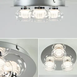 3-Lichts LED plafondlamp chroom met helder glas><noscript><img width=