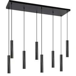 8-Lichts metalen hanglamp cilinders mat zwart>Straluma Online