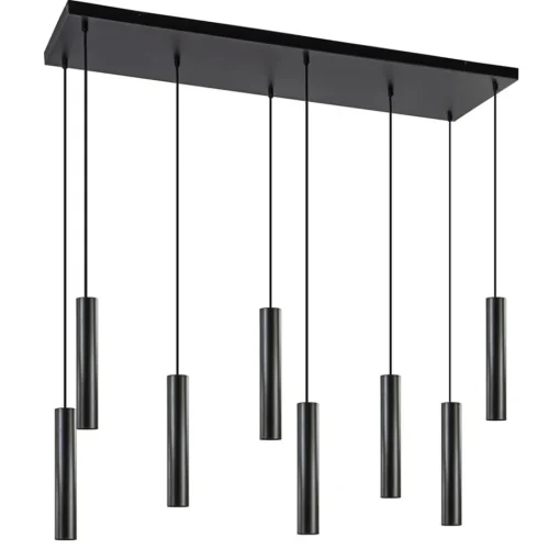 8-Lichts metalen hanglamp cilinders mat zwart>Straluma Online