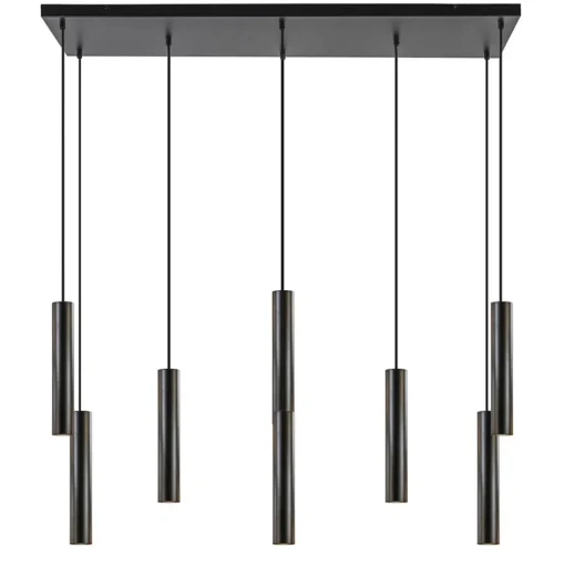 8-Lichts metalen hanglamp cilinders mat zwart>Straluma Online