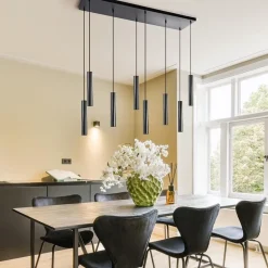 8-Lichts metalen hanglamp cilinders mat zwart></noscript>Straluma Online