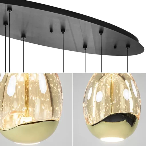 8-Lichts ovale hanglamp eggs zwart/goud>Straluma Online