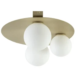 3-Lichts plafondlamp mat goud met witte bollen>Straluma