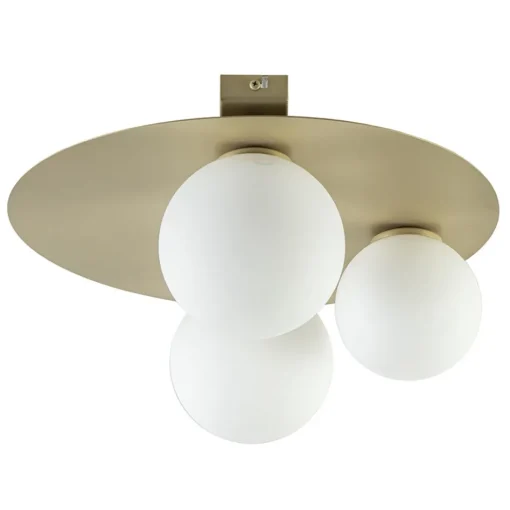 3-Lichts plafondlamp mat goud met witte bollen>Straluma