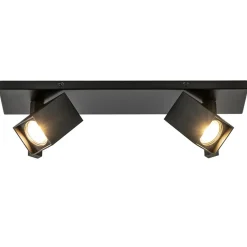 2-Lichts plafondlamp met vierkante spots mat zwart>Straluma Best