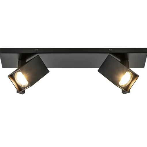 2-Lichts plafondlamp met vierkante spots mat zwart>Straluma Best