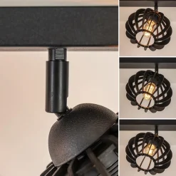 3-Lichts plafondlamp zwart met verstelbare houten kappen></noscript>Straluma New