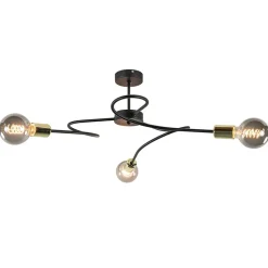 3-Lichts plafondlamp zwart met gouden pendels>Straluma Best