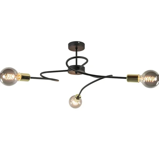 3-Lichts plafondlamp zwart met gouden pendels>Straluma Best