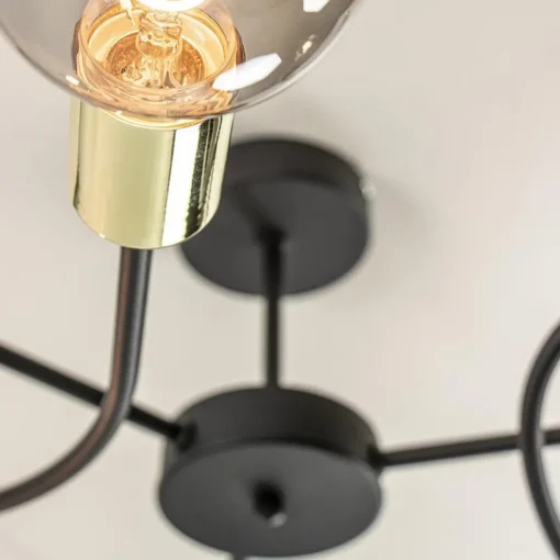 3-Lichts plafondlamp zwart met gouden pendels>Straluma Best