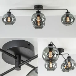 4-Lichts plafondlamp zwart met smoke glazen bollen></noscript>Straluma New