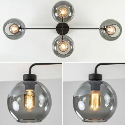 4-Lichts plafondlamp zwart met smoke glazen bollen></noscript>Straluma New