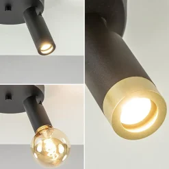 2-Lichts plafondspot mat zwart met gouden accent></noscript>Straluma Hot