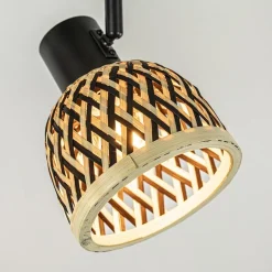 2-Lichts plafond/wandlamp zwart met bamboe kappen></noscript>Straluma Online