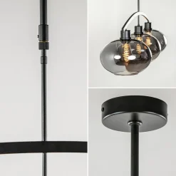 3-Lichts retro hanglamp zwart met smoke glas></noscript>Straluma