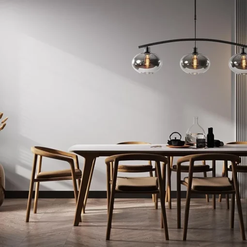3-Lichts retro hanglamp zwart met smoke glas>Straluma