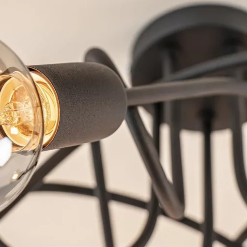 5-Lichts retro plafondlamp mat zwart>Straluma