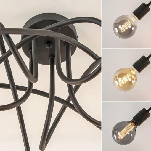 5-Lichts retro plafondlamp mat zwart>Straluma