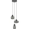 3-Lichts ronde eettafelhanglamp zwart met smoke glas>Straluma Hot