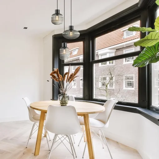 3-Lichts ronde eettafelhanglamp zwart met smoke glas>Straluma Hot