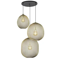 3-Lichts ronde hanglamp goud/mat zwart>Straluma Outlet