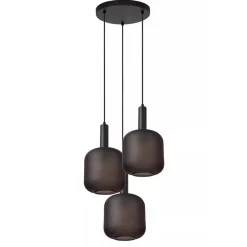 3-Lichts ronde hanglamp mat zwarte glazen kappen>Straluma Sale