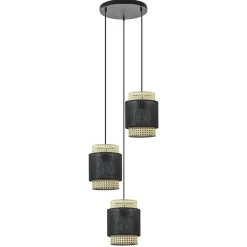 3-Lichts ronde hanglamp zwart met webbing>Straluma