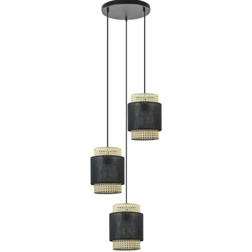 3-Lichts ronde hanglamp zwart met webbing>Straluma