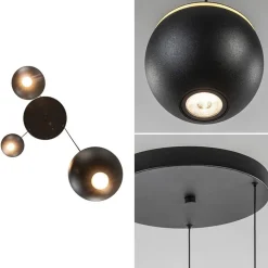 3-Lichts ronde LED hanglamp bollen zwart met goud></noscript>Straluma Outlet
