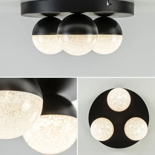 3-Lichts ronde LED plafondlamp zwart 3-standen dimbaar>Straluma Discount