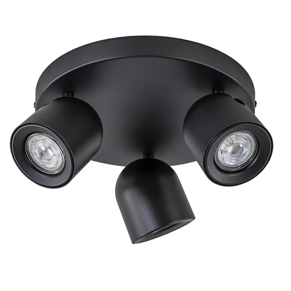 3-Lichts ronde opbouwspot zwart verstelbaar>Straluma Clearance