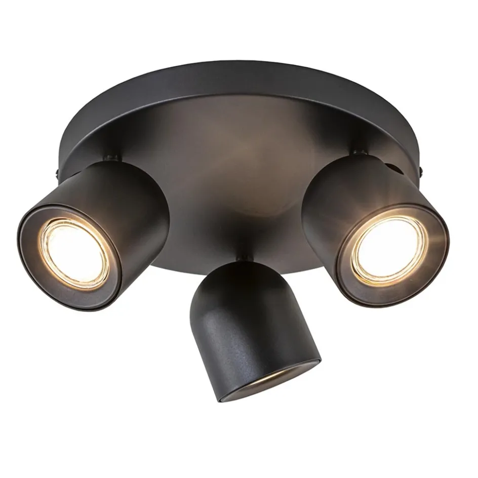 3-Lichts ronde opbouwspot zwart verstelbaar>Straluma Clearance