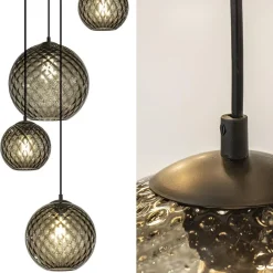 6-Lichts vide hanglamp smoke glas met reliëf></noscript>Straluma