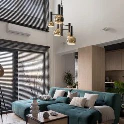 5-Lichts vide hanglamp textured black excl lichtbronnen></noscript>Straluma Online